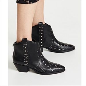 Preowned Sam Edelman Women's Brian Pointed-Toe Studded Leather Boots  Size 6.5